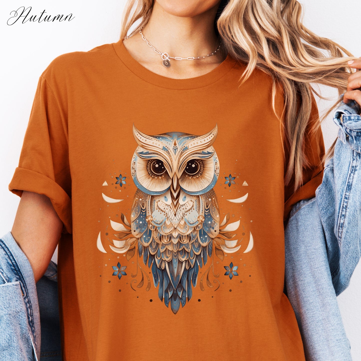 Boho Owl Shirt - Vintage Graphic Tee - Folklore Bird Shirt