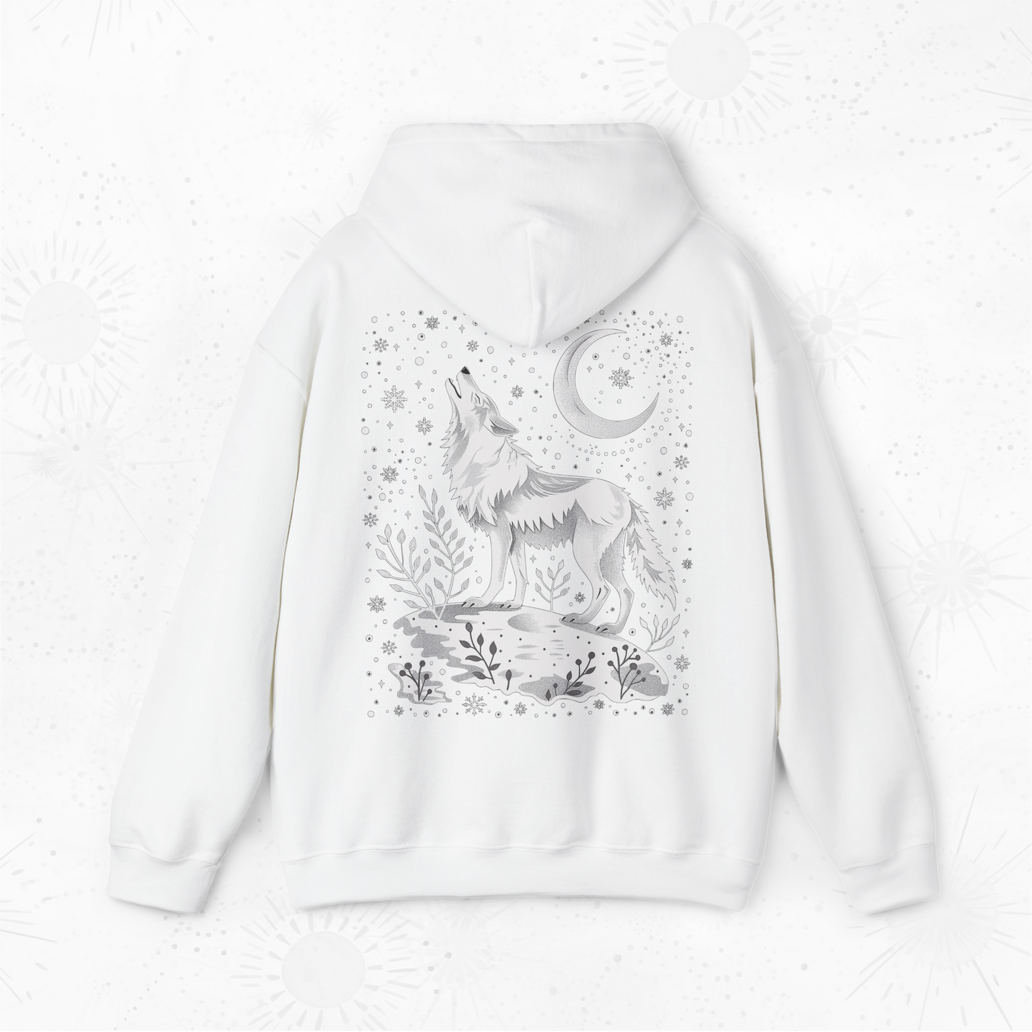 Celestial Arctic Wolf Hoodie - Mystic Moon Wolf Christmas Hoodie