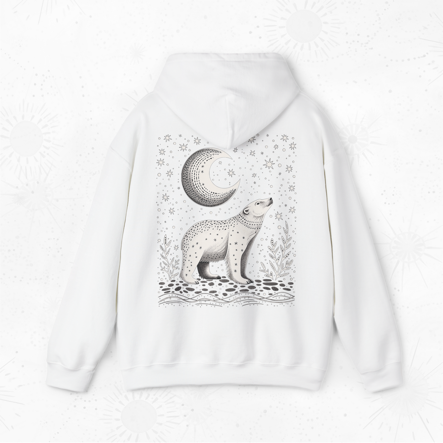 Celestial Polar Bear Hoodie - Boho Nordic Christmas Hoodie