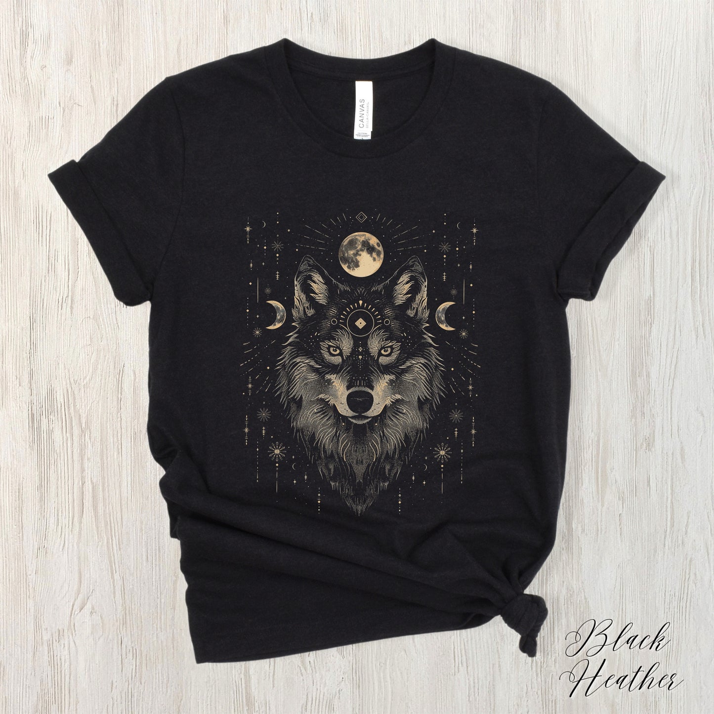 Mystic Moon Phase and Wolf Shirt - Folklore Wolf Moon Graphic Tee