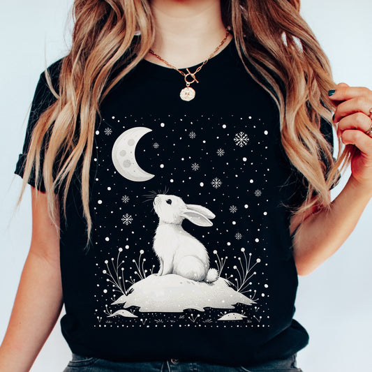 Winter Rabbit Tee – Cottagecore Christmas Shirt