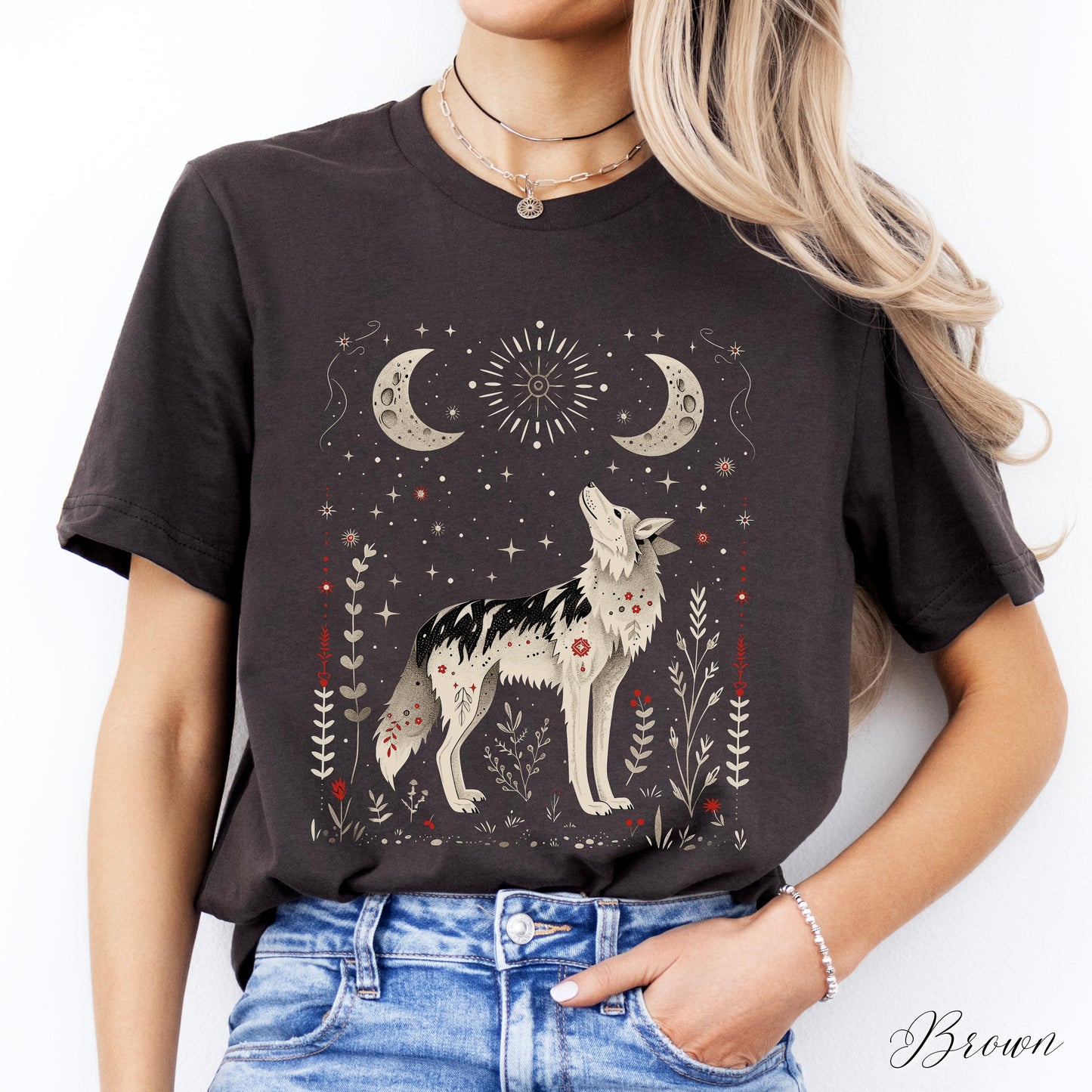 Scandinavian Wolf Shirt - Mystic Wolf Moon Graphic Tee