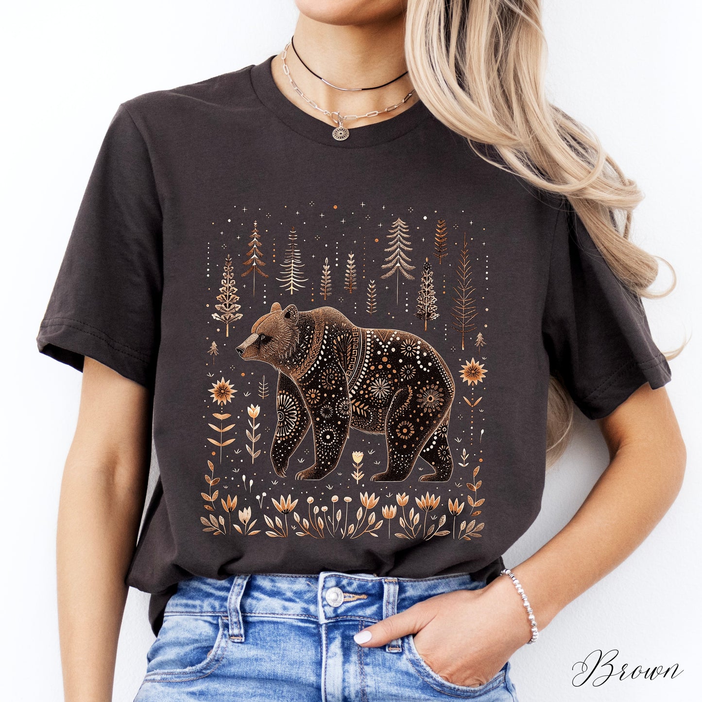 Scandinavian Bear Shirt - Boho Woodland Animal Graphic Tee