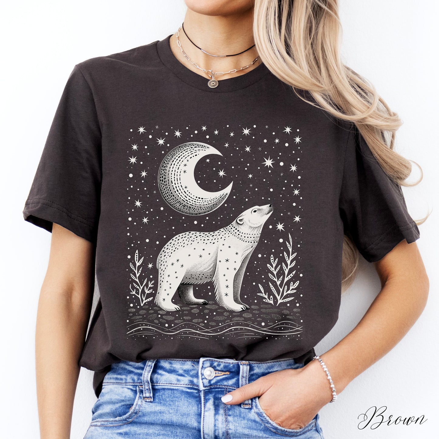 Boho Moon and Polar Bear Shirt - Nordic Christmas Shirt