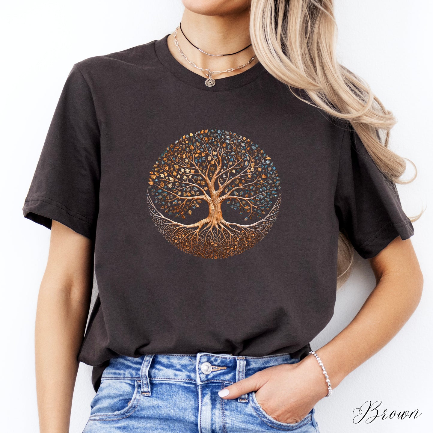 Autumnal Tree of Life Graphic Tee - Bohemian Tree Shirt - Vintage Style Boho Shirt