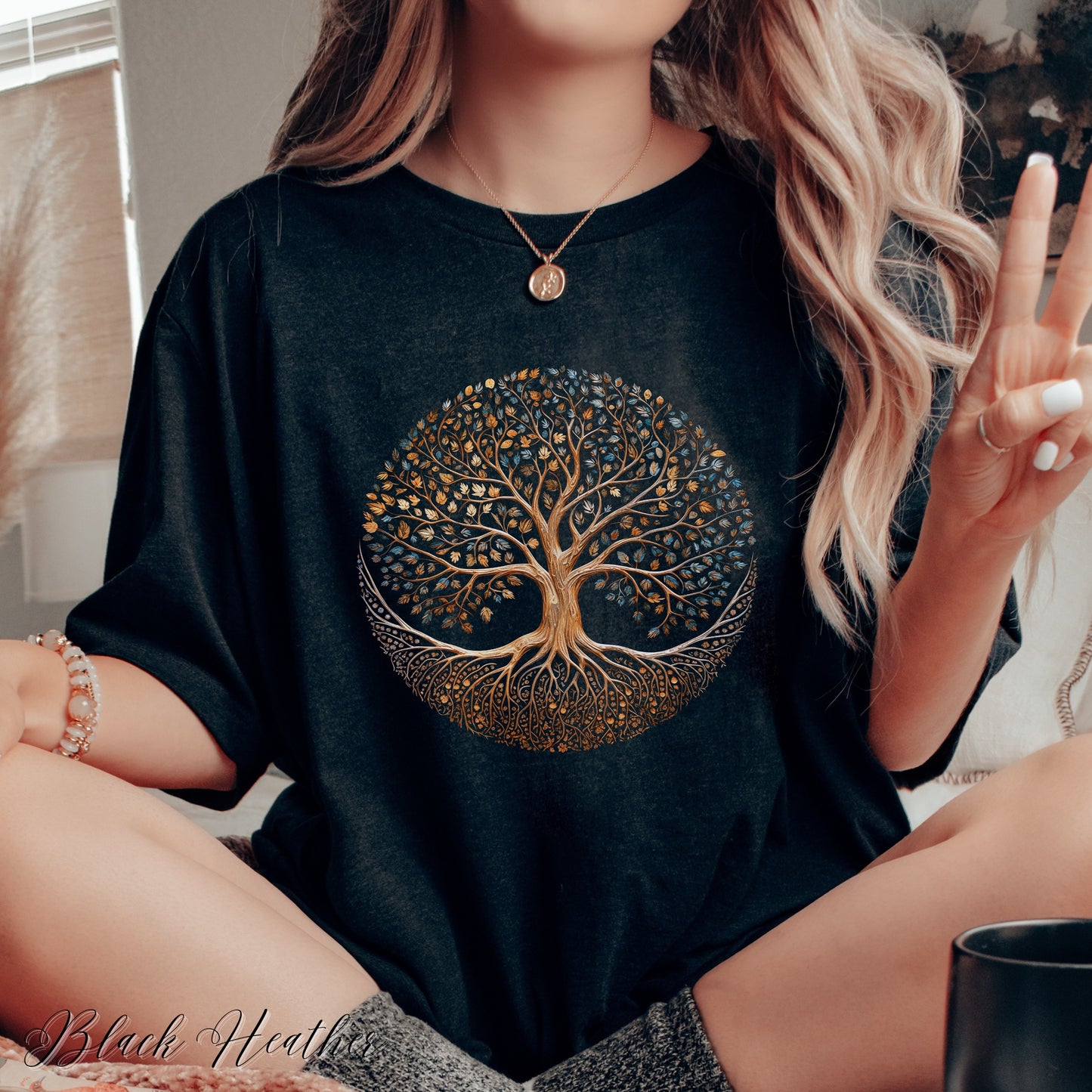 Autumnal Tree of Life Graphic Tee - Bohemian Tree Shirt - Vintage Style Boho Shirt