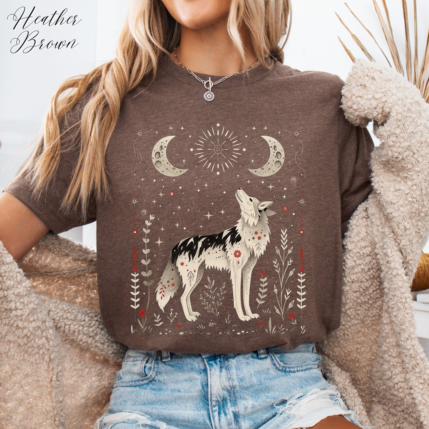 Scandinavian Wolf Shirt - Mystic Wolf Moon Graphic Tee