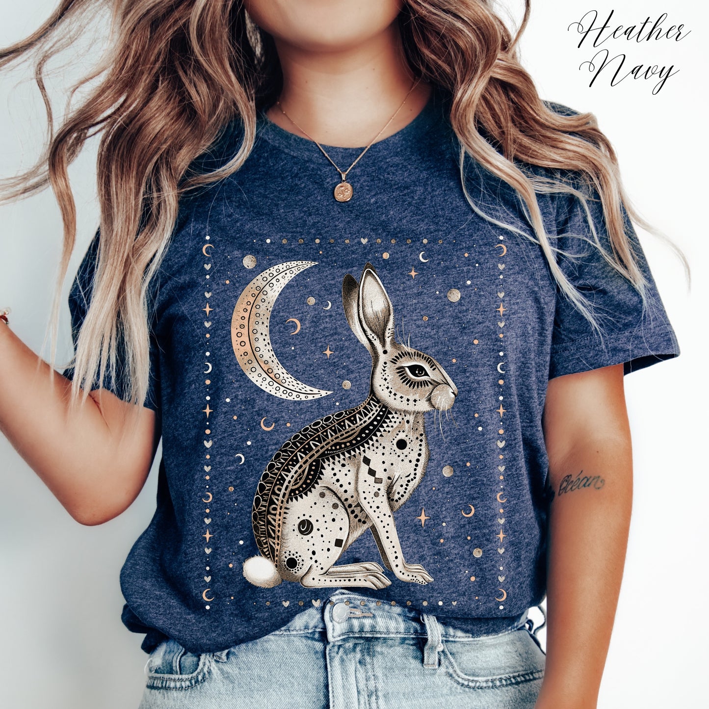 Mystic Moon Rabbit Shirt - Bohemian Animal Graphic Tee