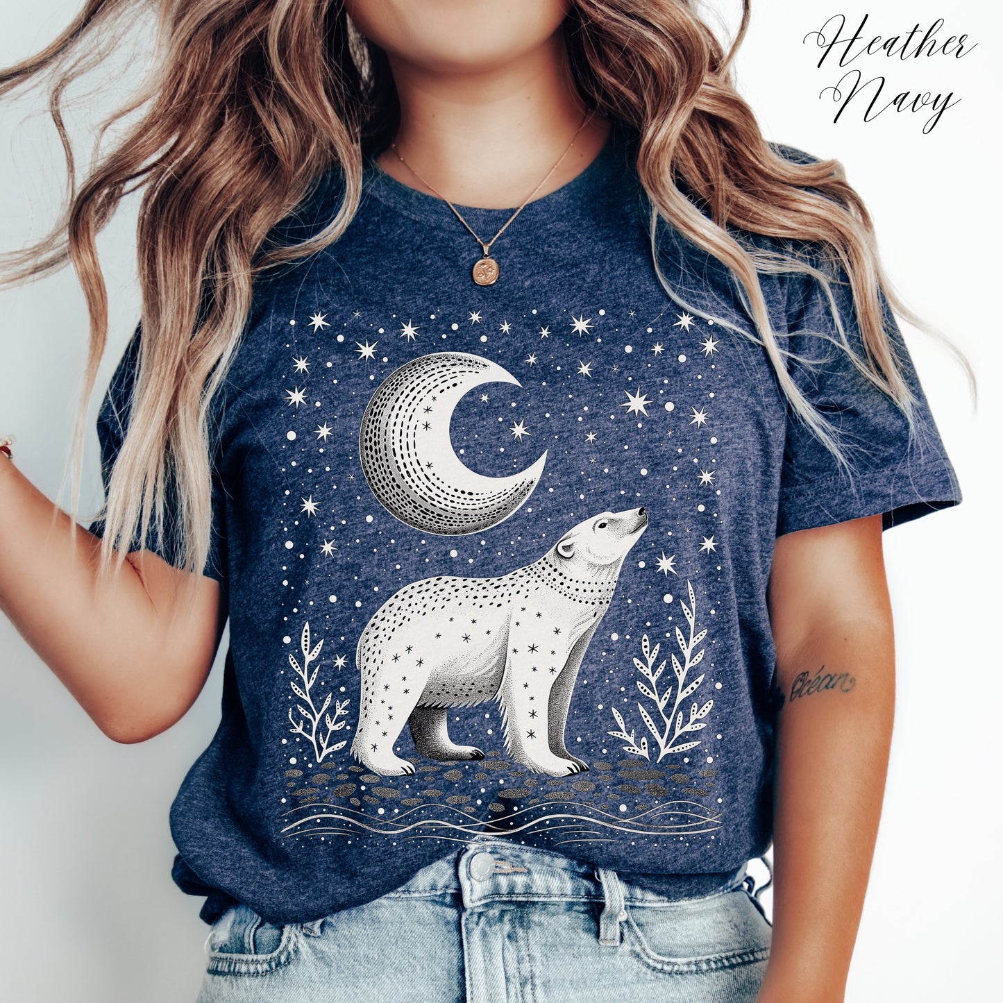 Boho Moon and Polar Bear Shirt - Nordic Christmas Shirt