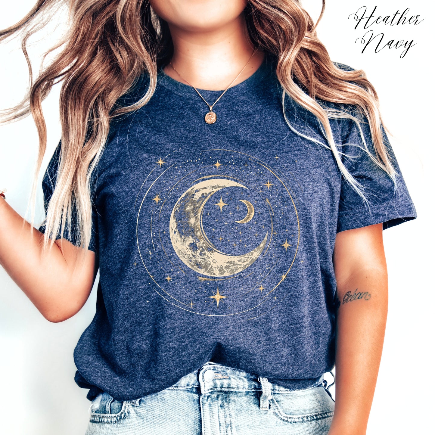 Crescent Moon Shirt - Bohemian Moon and Stars Graphic Tee
