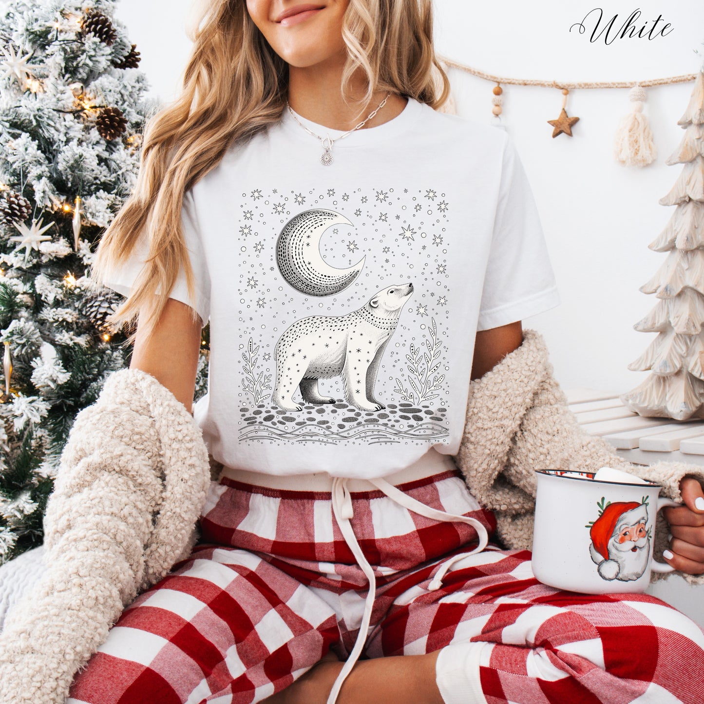 Boho Moon and Polar Bear Shirt - Nordic Christmas Shirt