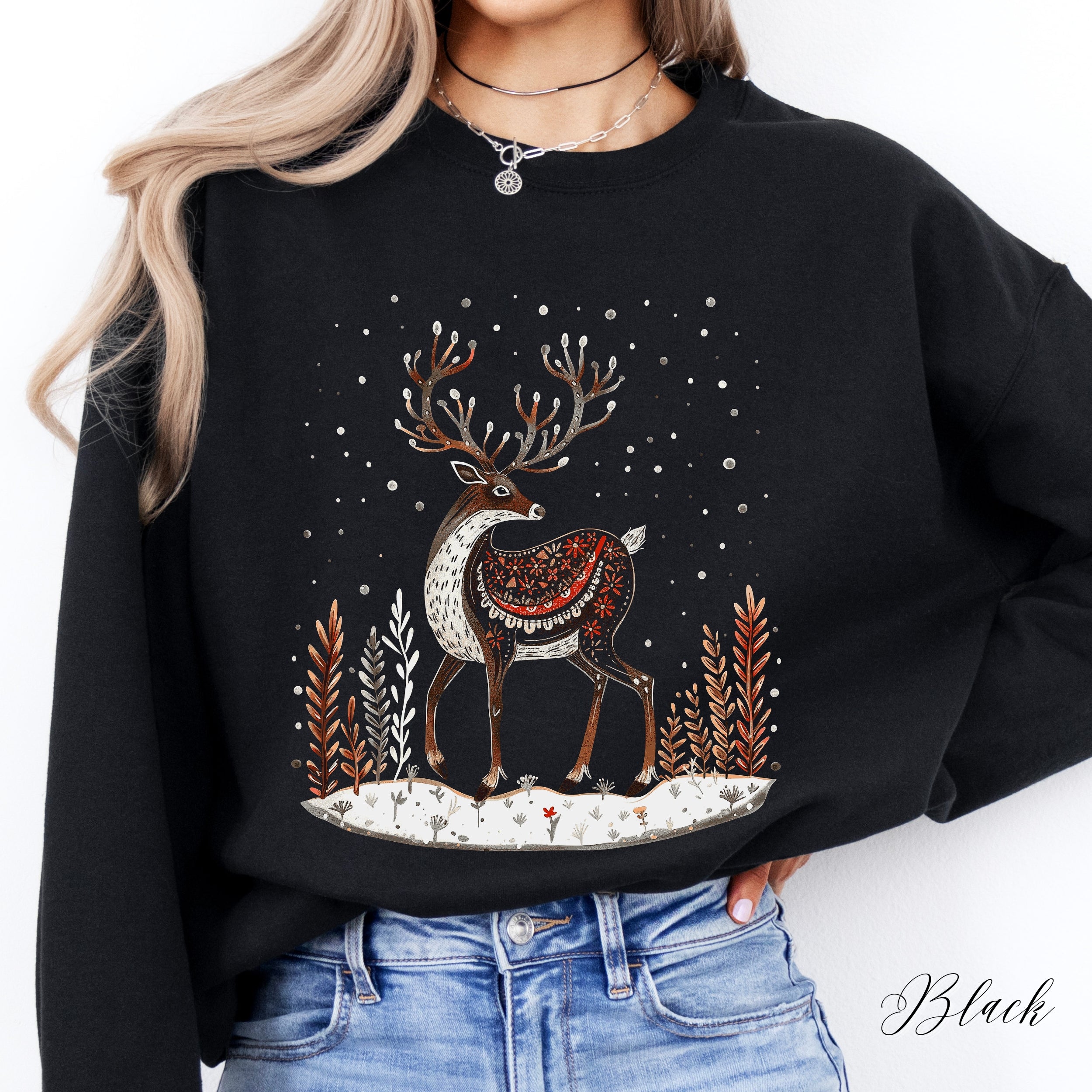 Reindeer Christmas Sweatshirt - Winter Deer Sweatshirt