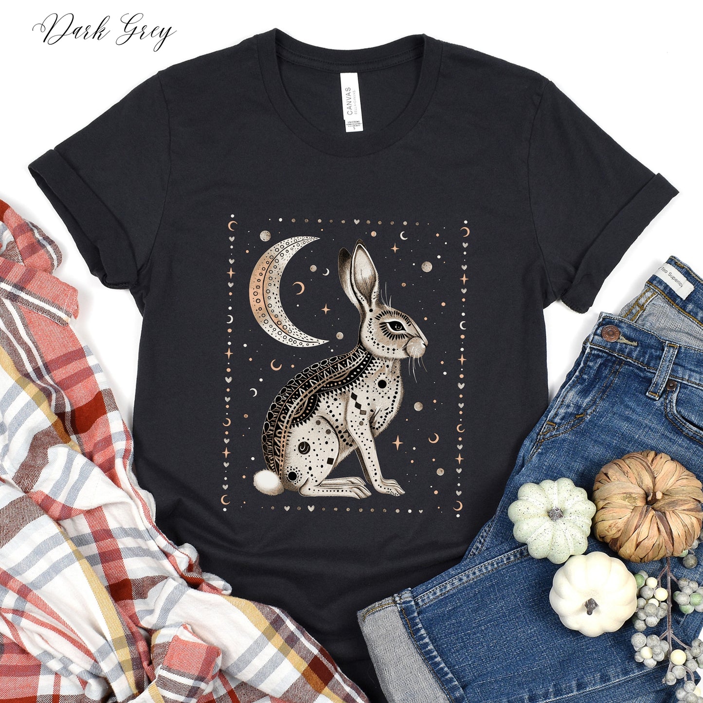 Mystic Moon Rabbit Shirt - Bohemian Animal Graphic Tee