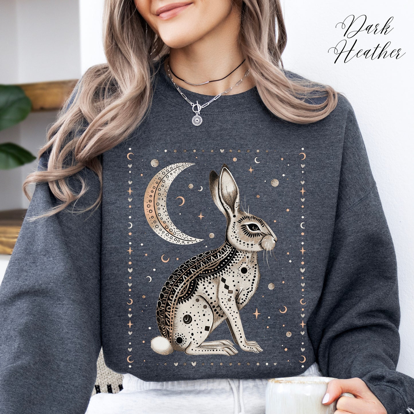Bohemian Mystic Moon and Rabbit Sweatshirt