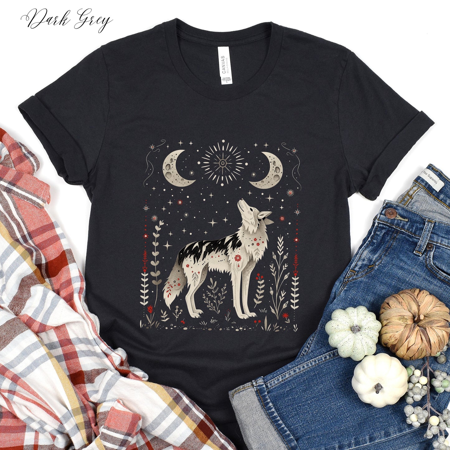 Scandinavian Wolf Shirt - Mystic Wolf Moon Graphic Tee