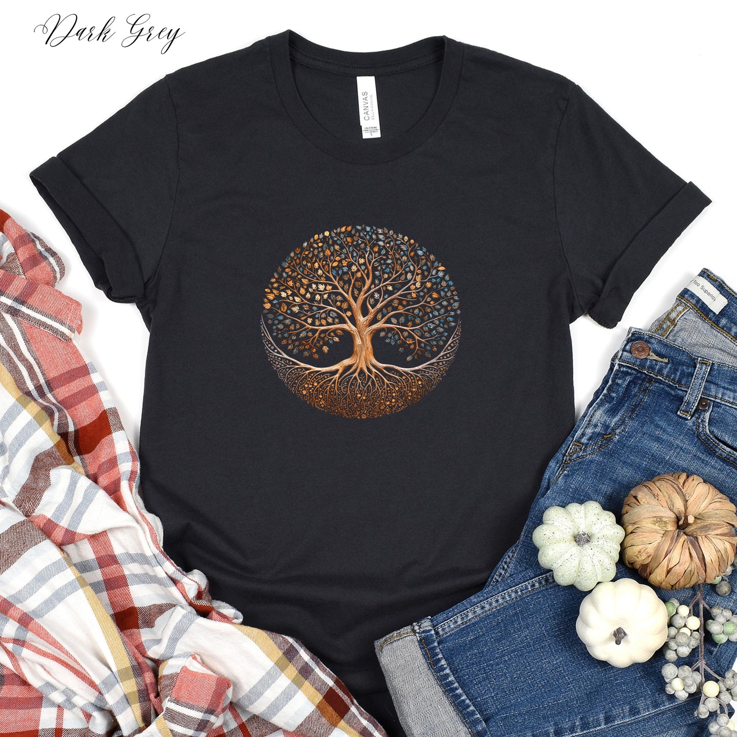 Autumnal Tree of Life Graphic Tee - Bohemian Tree Shirt - Vintage Style Boho Shirt