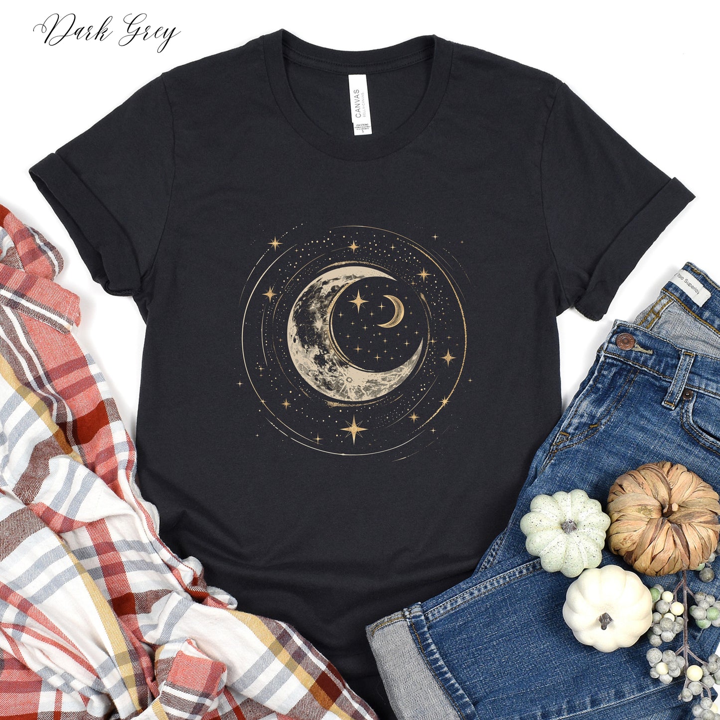 Crescent Moon Shirt - Bohemian Moon and Stars Graphic Tee