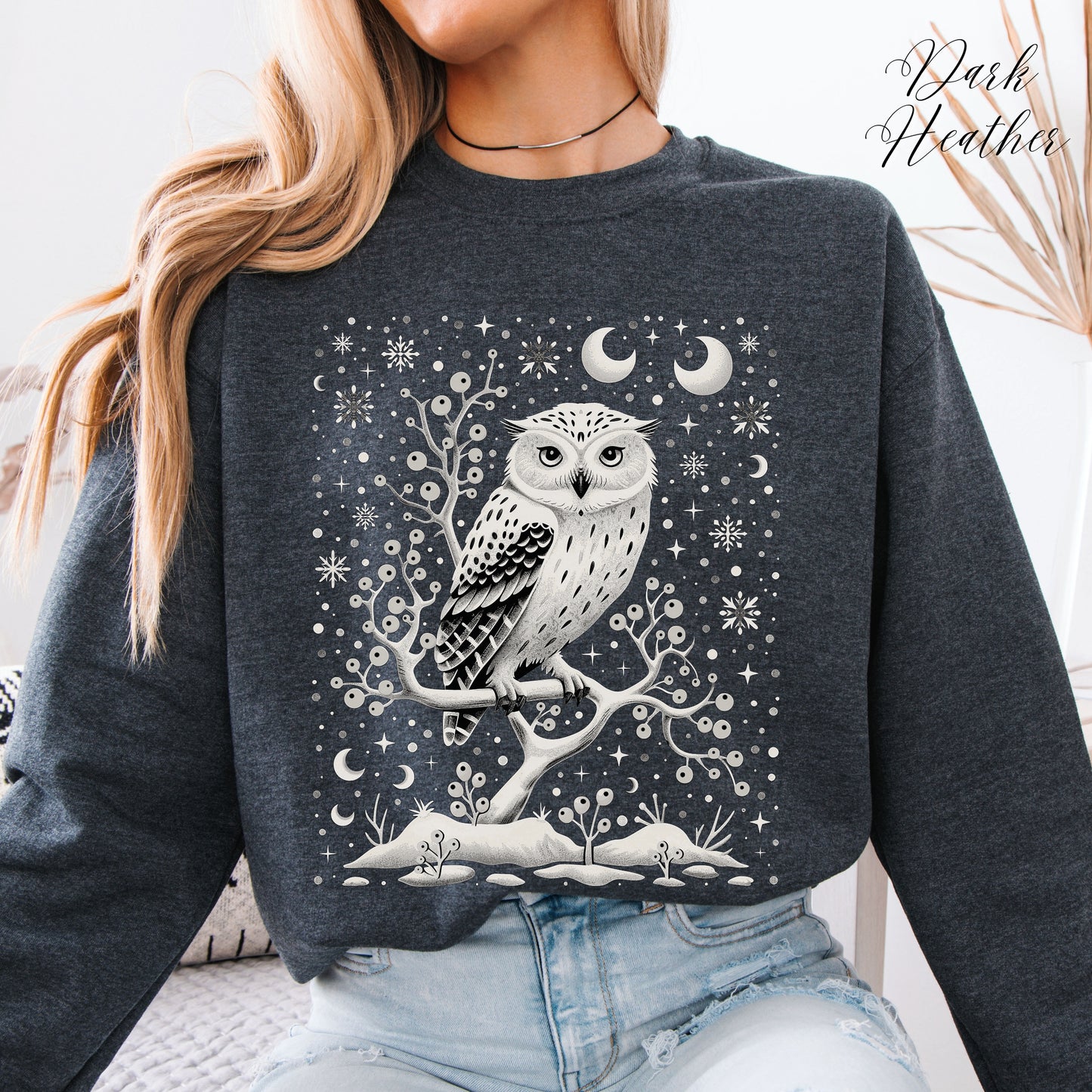 White Winter Owl Sweatshirt - Folklore Christmas Sweatshirt