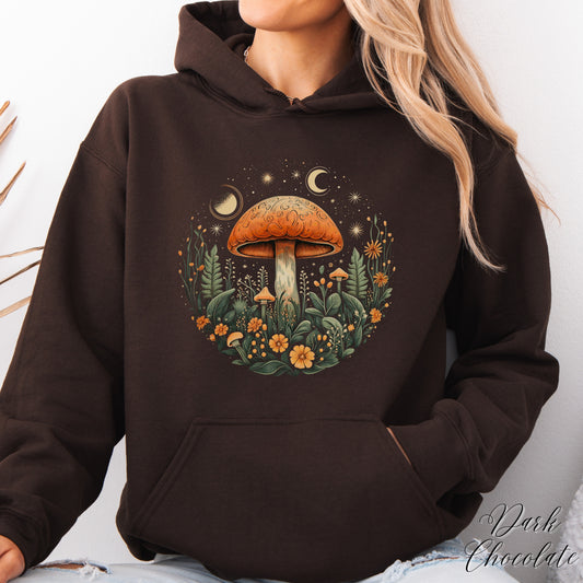 Mystic Forest Mushroom Hoodie - Bohemian Cottagecore Nature Hoodie