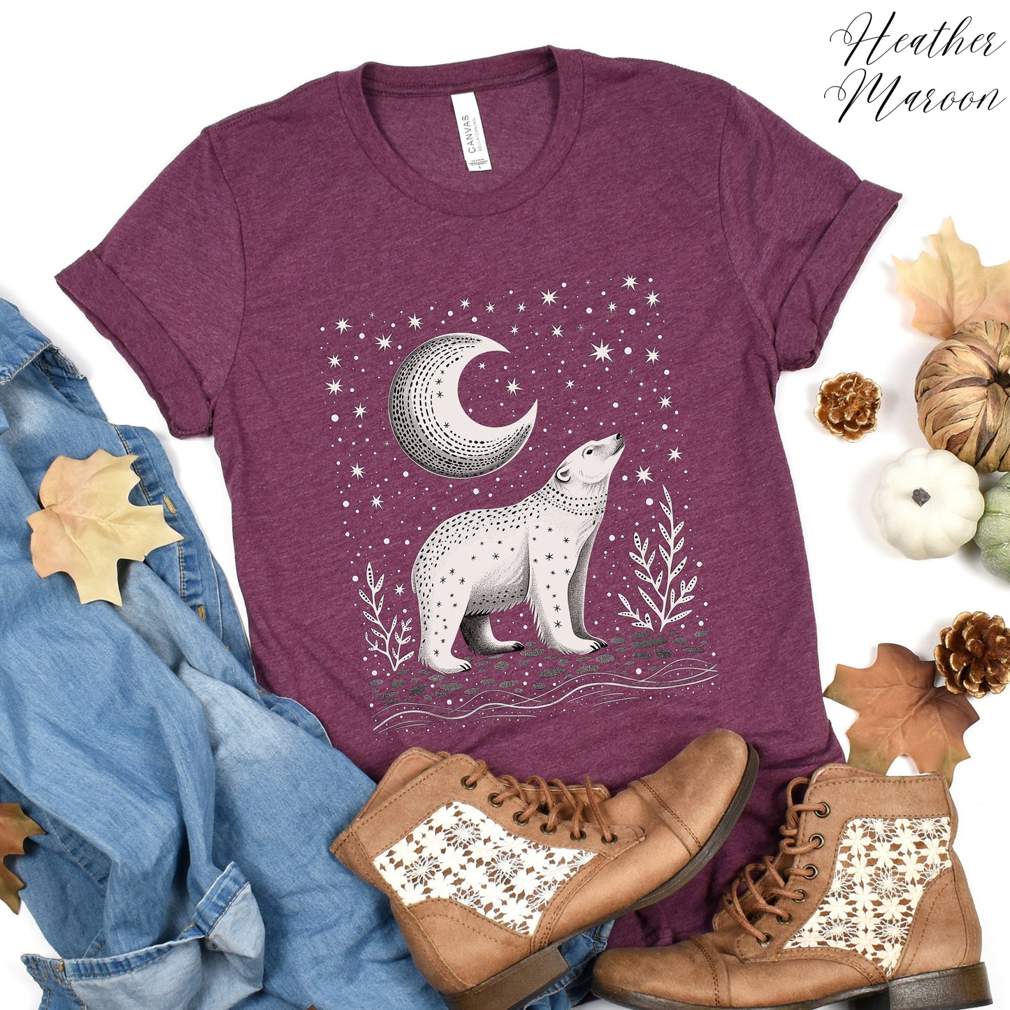 Boho Moon and Polar Bear Shirt - Nordic Christmas Shirt