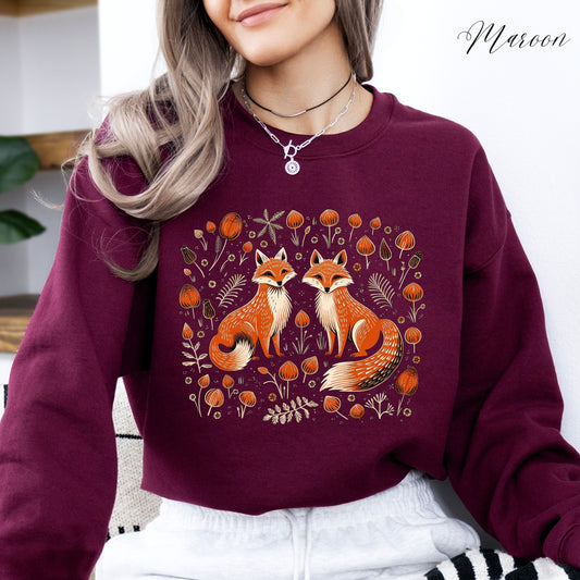 Forest Fox Sweatshirt - Boho Woodland Animal Sweatshirt - Autumn Jumper