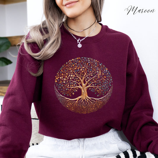 Autumnal Tree of Life Jumper - Bohemian Tree Sweatshirt - Vintage Aesthetic Sweatshirt