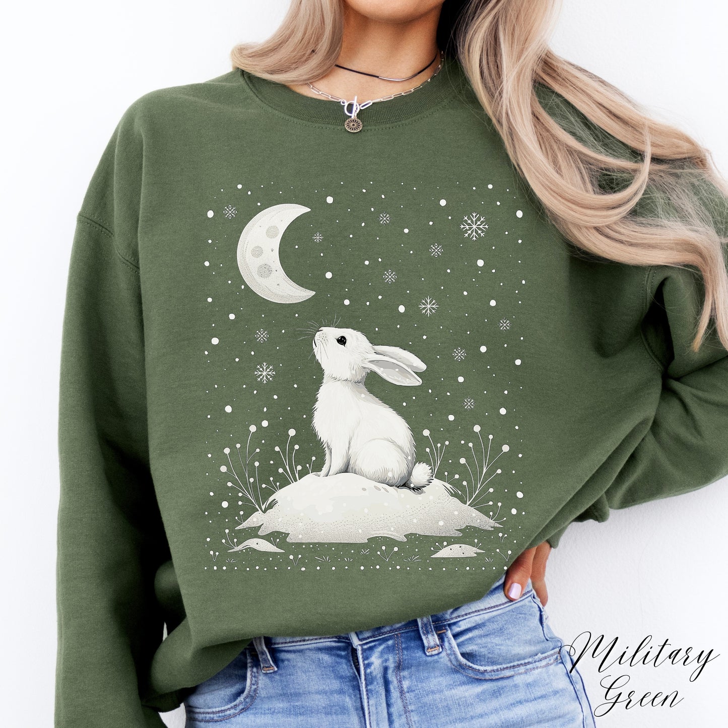 Winter Rabbit Christmas Sweatshirt - Boho Arctic Animal Jumper