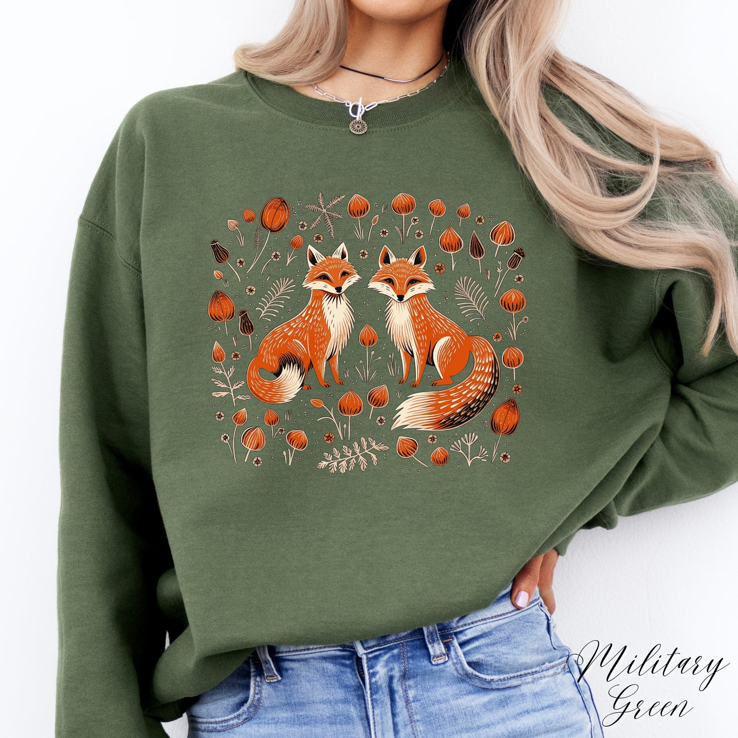 Forest Fox Sweatshirt - Boho Woodland Animal Sweatshirt - Autumn Jumper