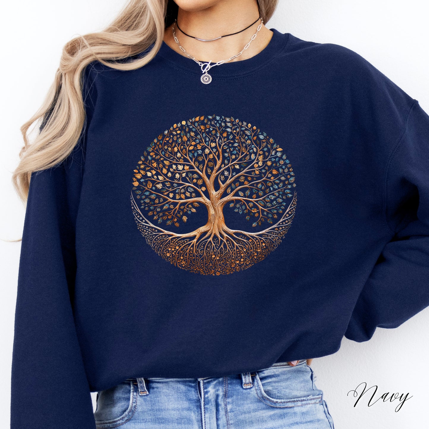 Autumnal Tree of Life Jumper - Bohemian Tree Sweatshirt - Vintage Aesthetic Sweatshirt