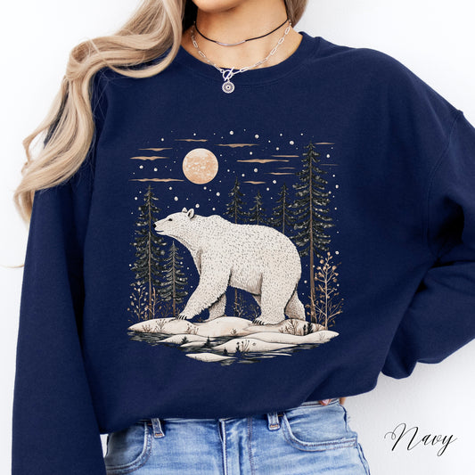 Polar Bear Sweatshirt - Cottagecore Arctic Animal Winter Sweatshirt
