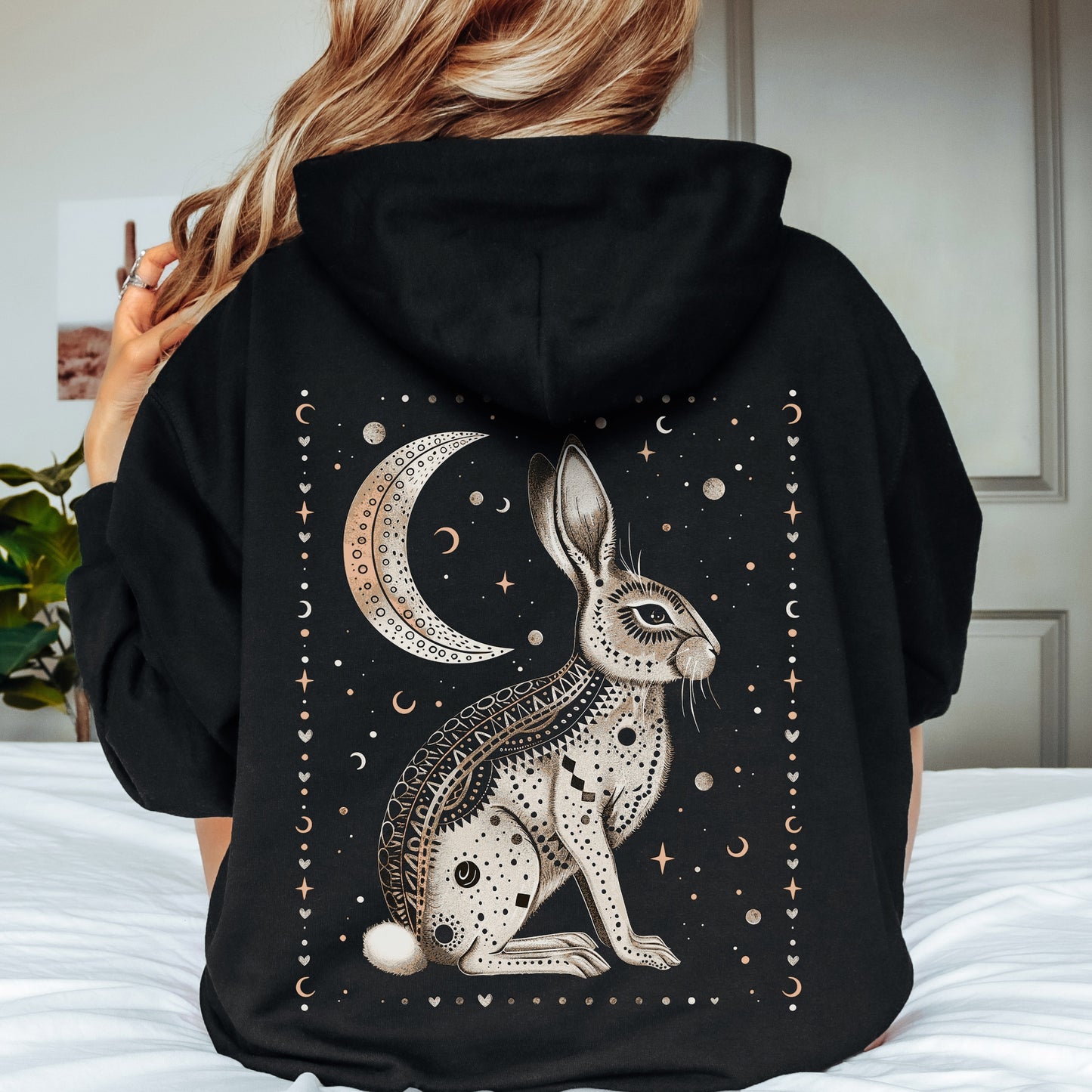 Mystic Rabbit Hoodie - Celestial Boho Animal Hoodie