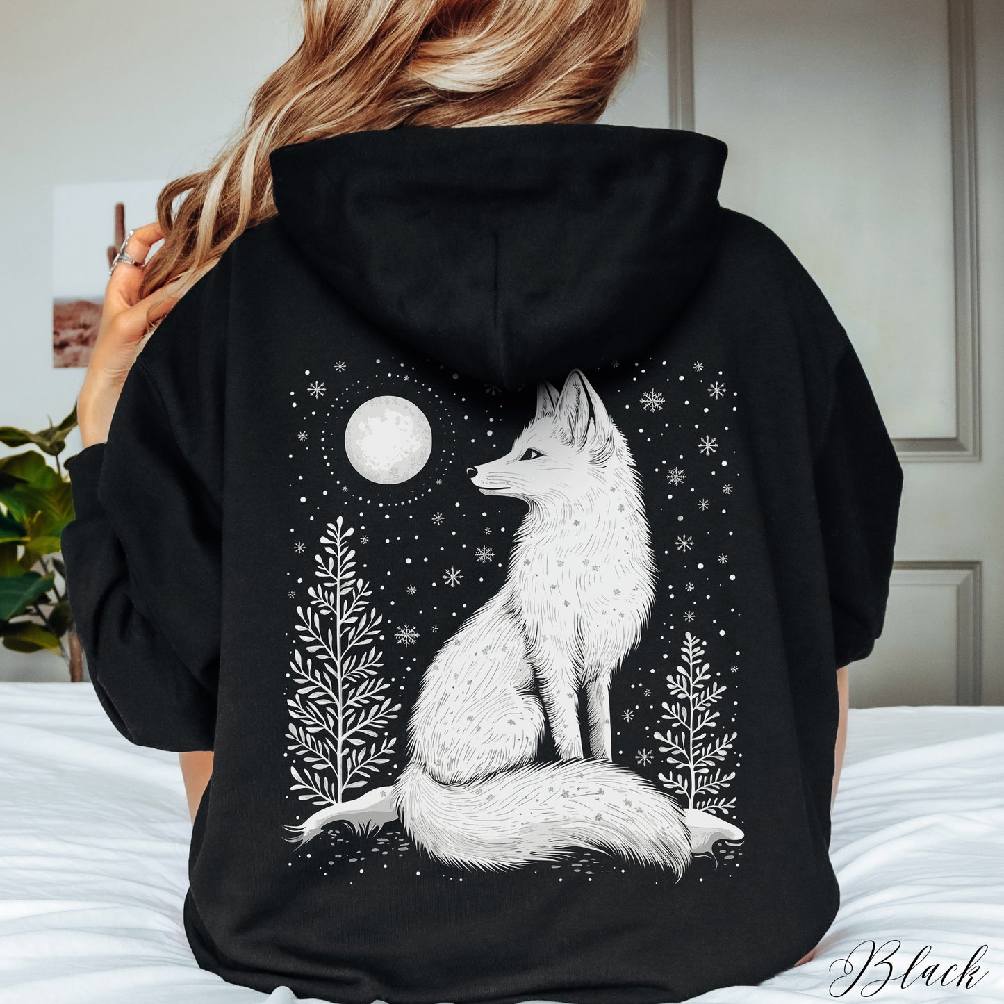 Snowy Arctic Fox Hoodie - Bohemian Christmas Hoodie