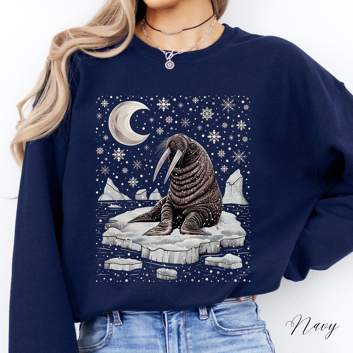 Boho Walrus Christmas Sweatshirt - Arctic Animal Winter Jumper