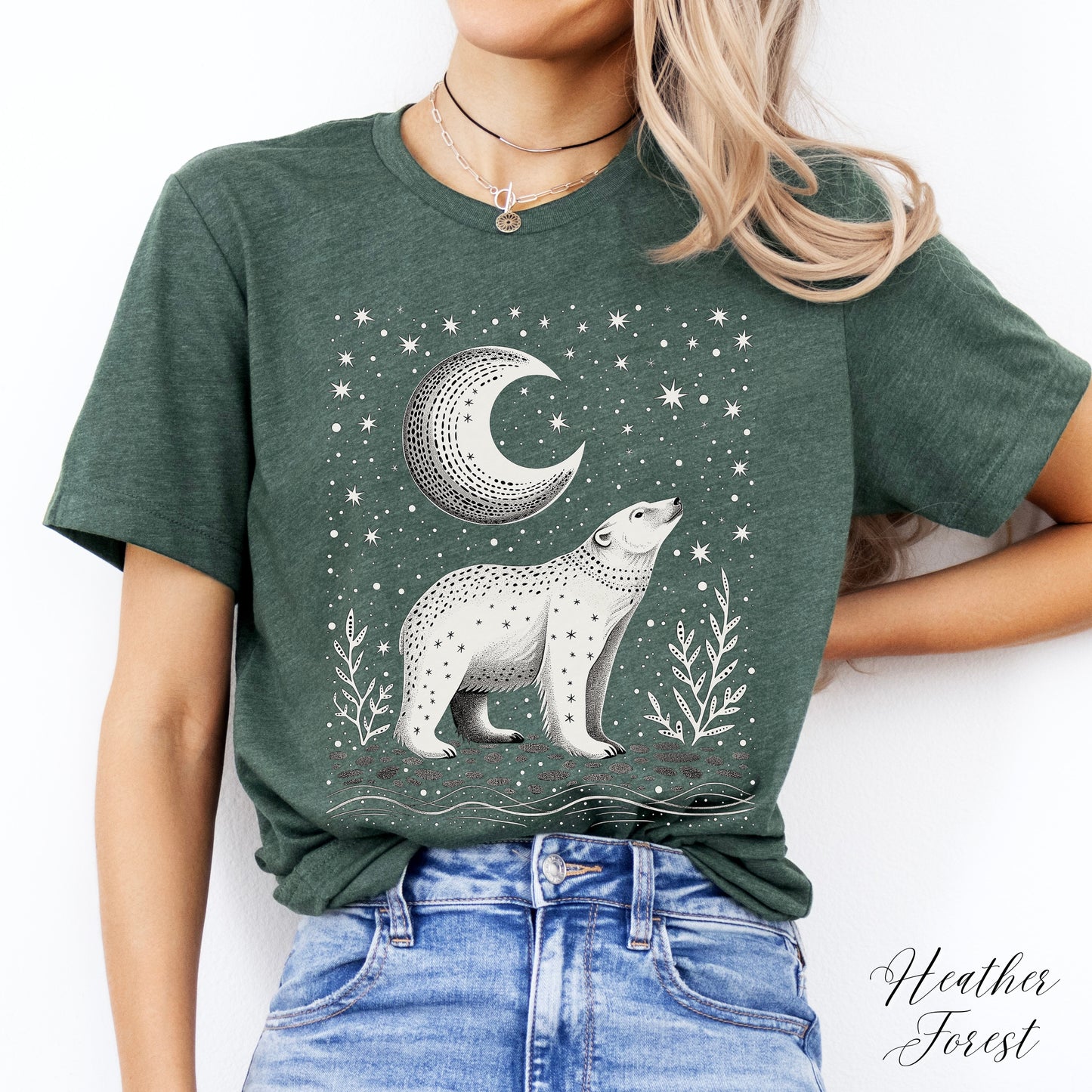 Boho Moon and Polar Bear Shirt - Nordic Christmas Shirt