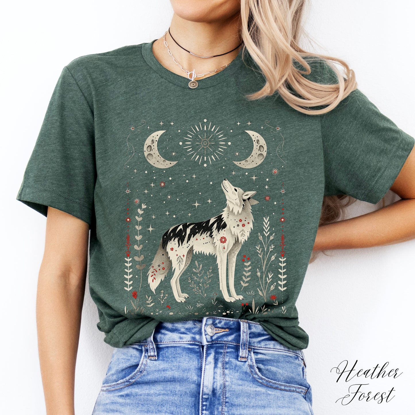Scandinavian Wolf Shirt - Mystic Wolf Moon Graphic Tee