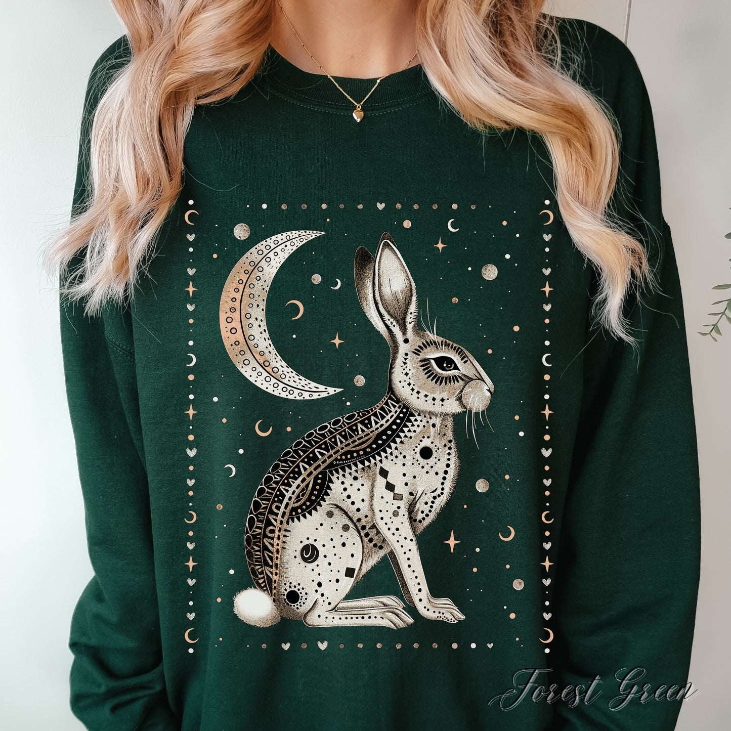 Bohemian Mystic Moon and Rabbit Sweatshirt