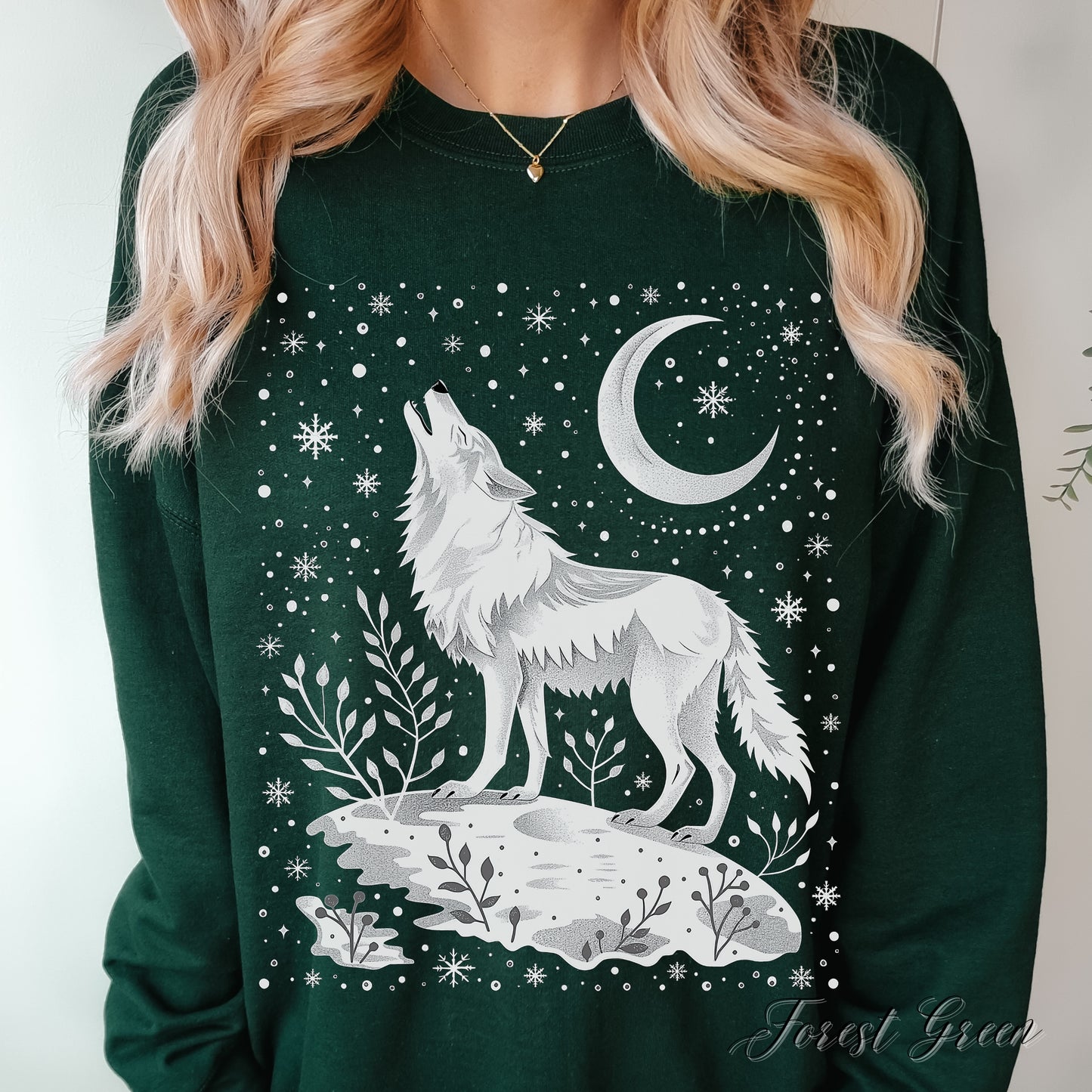 Arctic Moon Wolf Sweatshirt - Boho Christmas Sweatshirt
