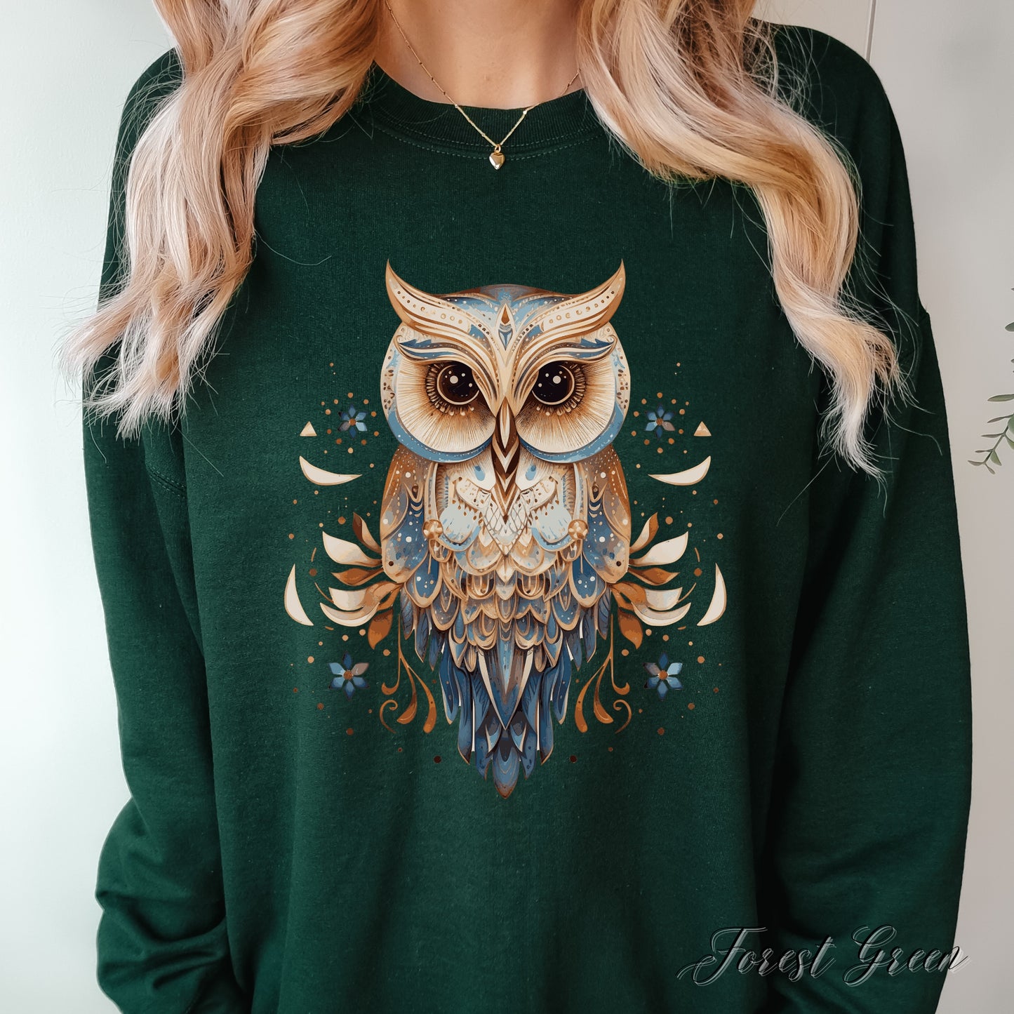 Vintage Owl Sweatshirt - Bohemian Bird Sweatshirt - Whimsical Woodland Creature Jumper