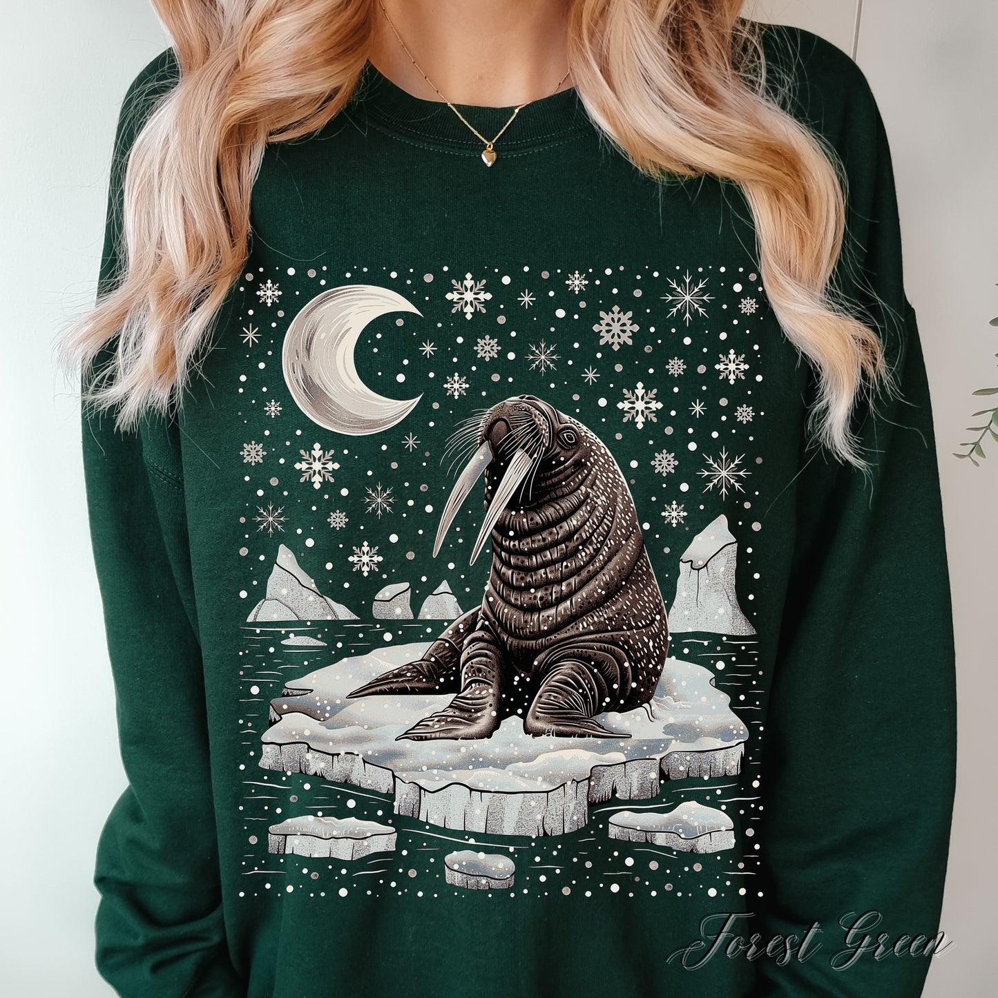 Boho Walrus Christmas Sweatshirt - Arctic Animal Winter Jumper