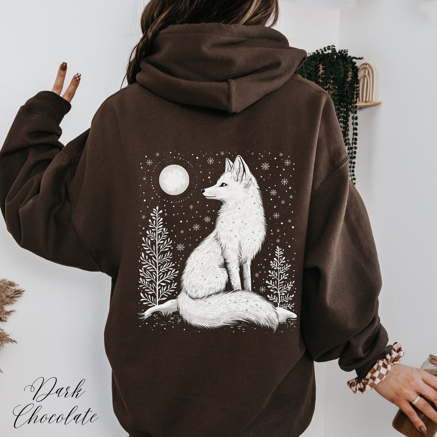 Snowy Arctic Fox Hoodie - Bohemian Christmas Hoodie