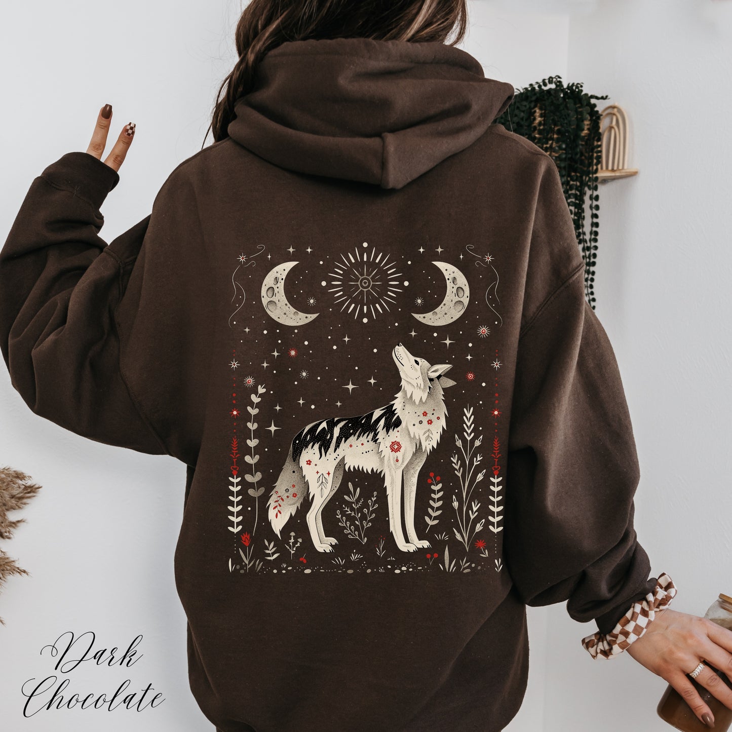 Scandinavian Moon Wolf Hoodie - Mystic Animal Hoodie