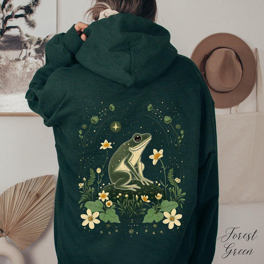 Vintage Frog Hoodie - Cottagecore Woodland Animal Hoodie - Boho Hoodie