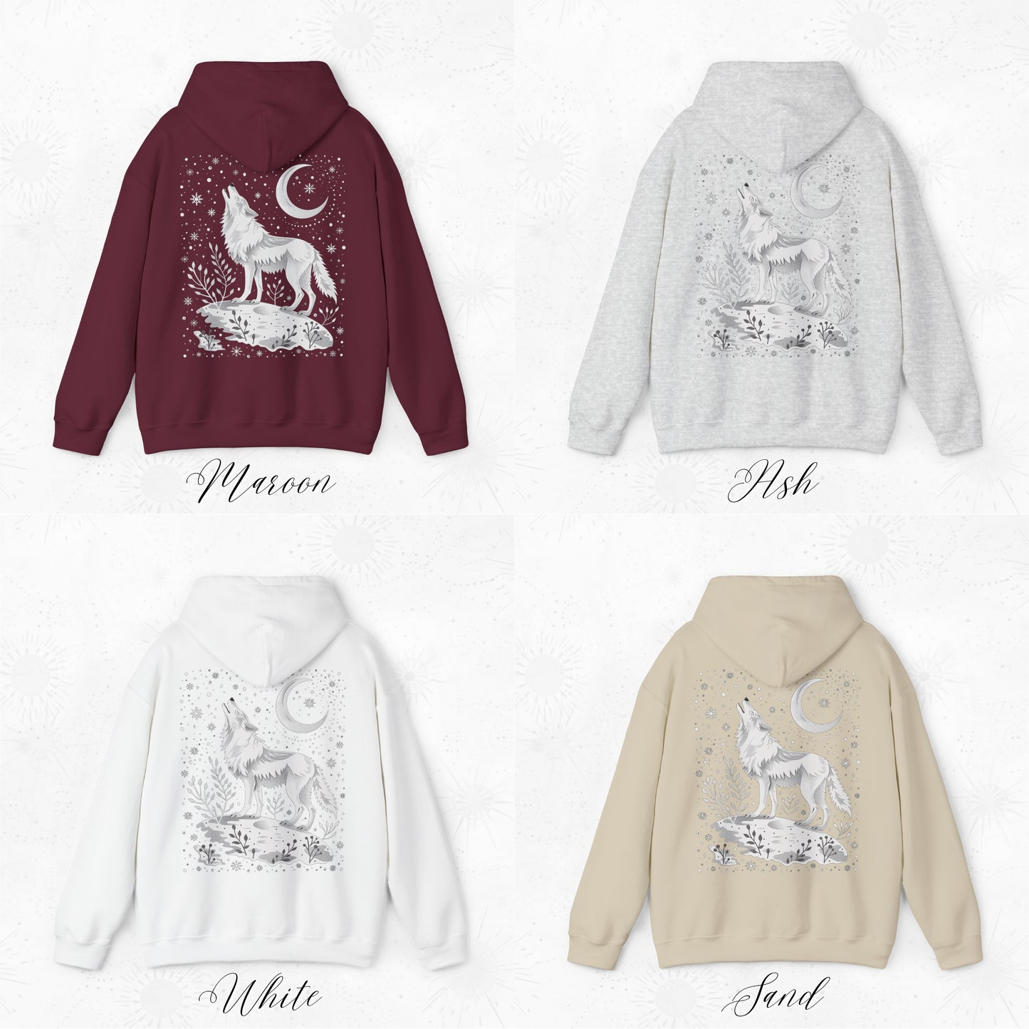 Celestial Arctic Wolf Hoodie - Mystic Moon Wolf Christmas Hoodie