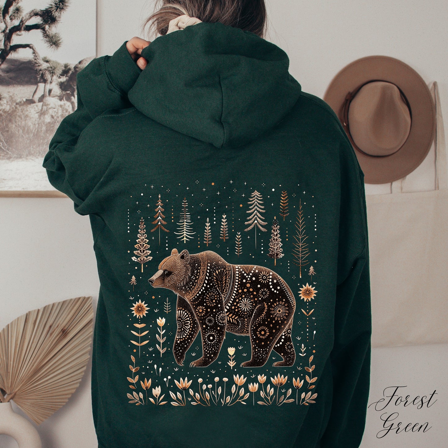 Scandinavian Bear Hoodie - Forest Animal Hoodie