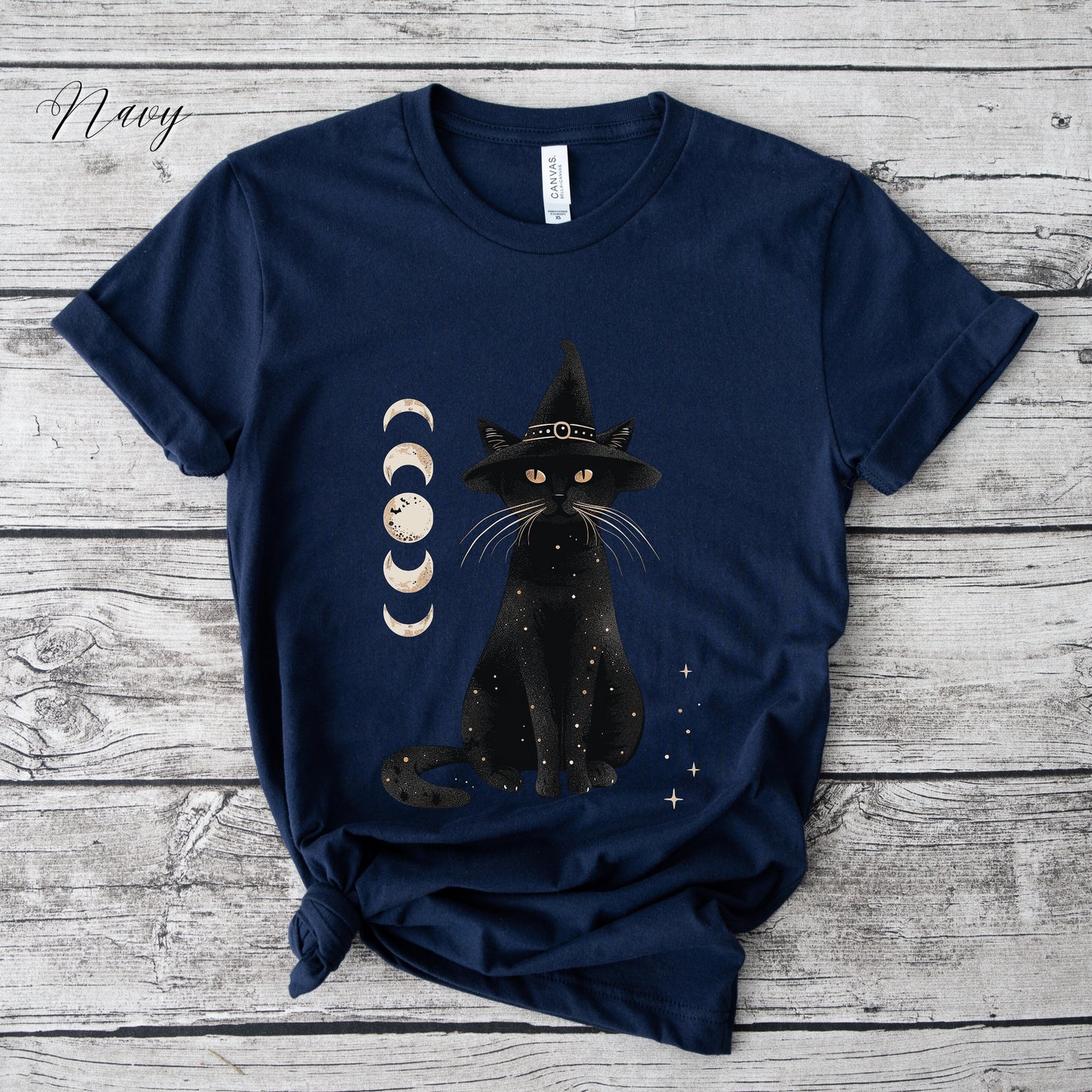 Halloween Cat Shirt - Cat and Moon Phase Shirt - Witch Cat Halloween Shirt