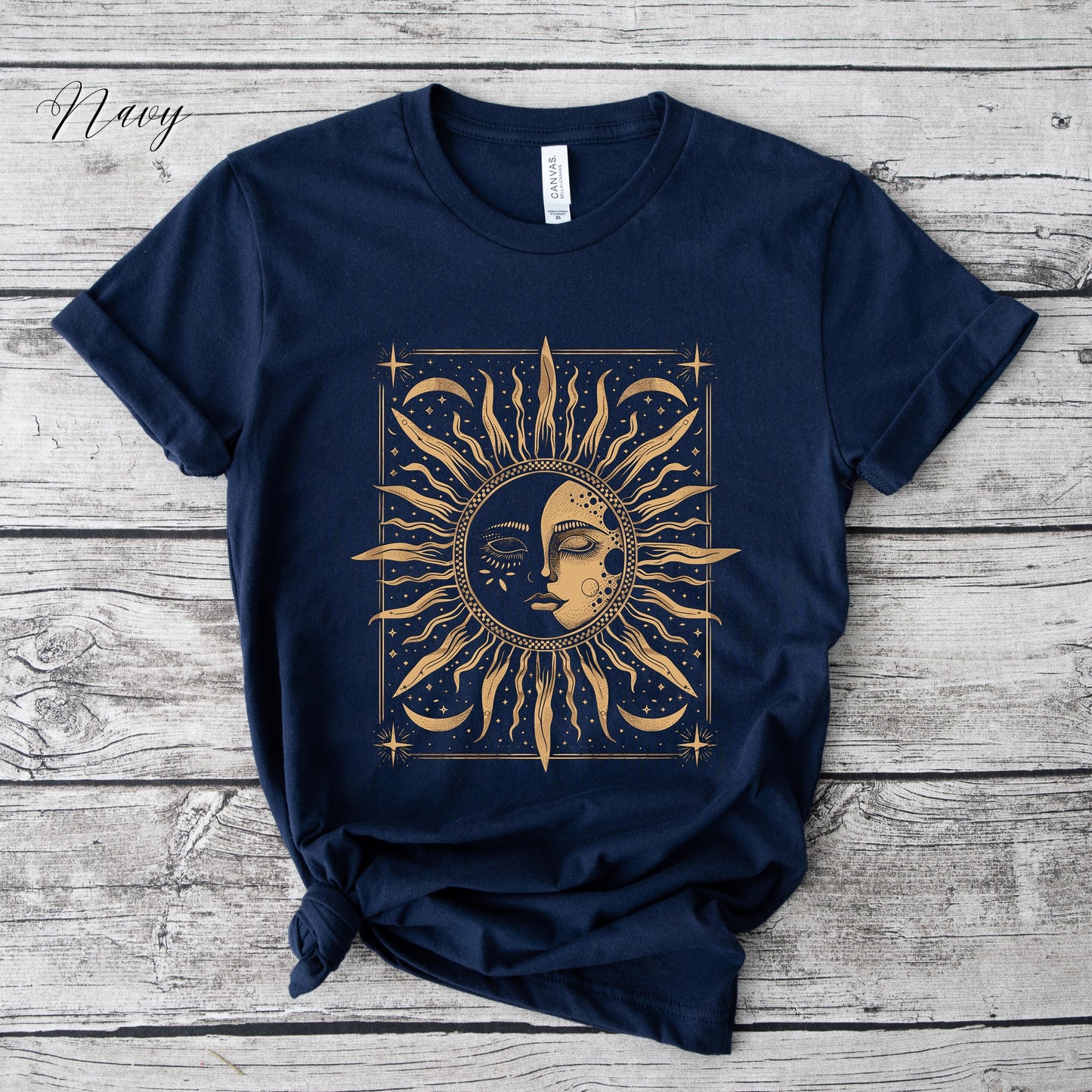 Bohemian Sun and Moon Phase Shirt - Celestial Vintage Graphic Tee