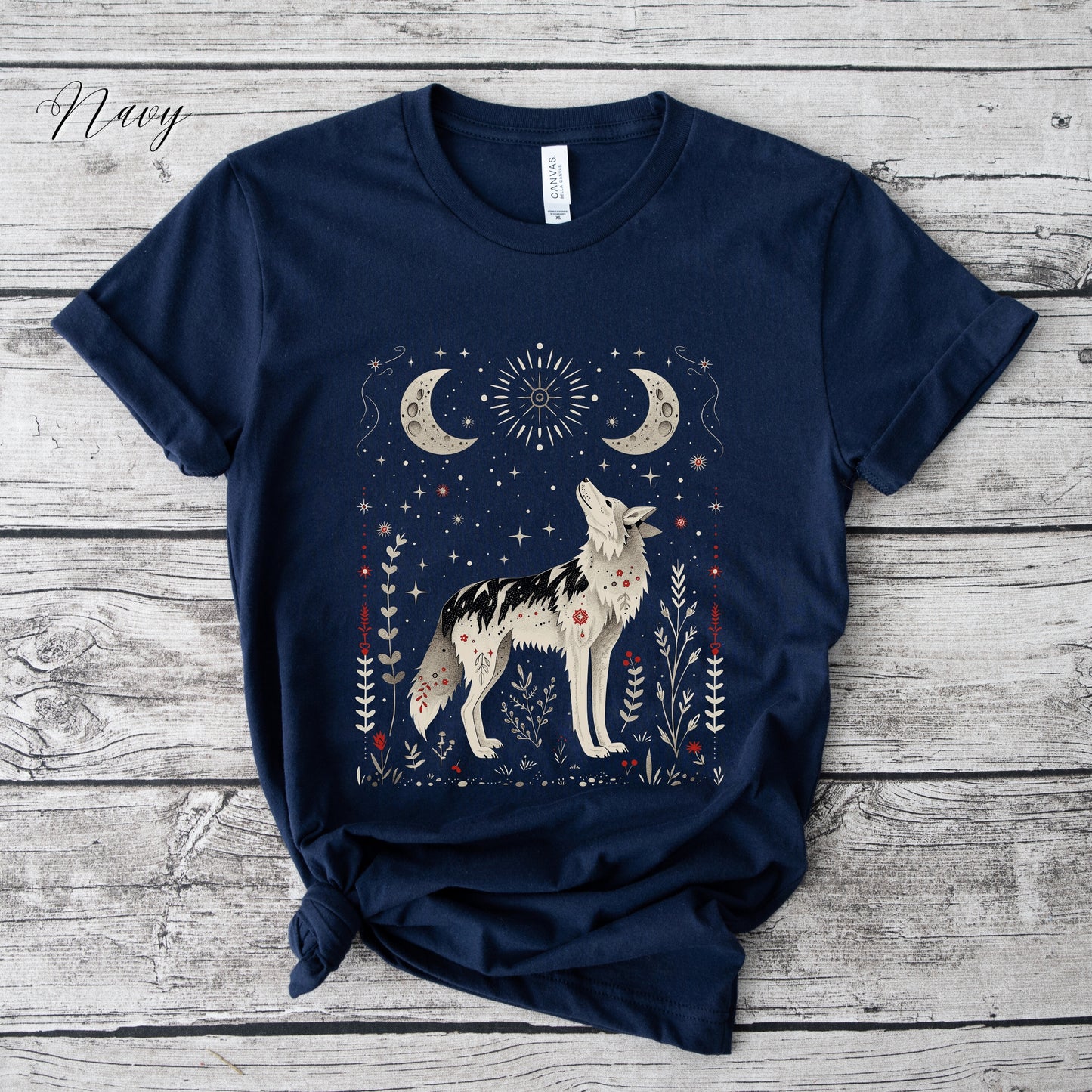 Scandinavian Wolf Shirt - Mystic Wolf Moon Graphic Tee