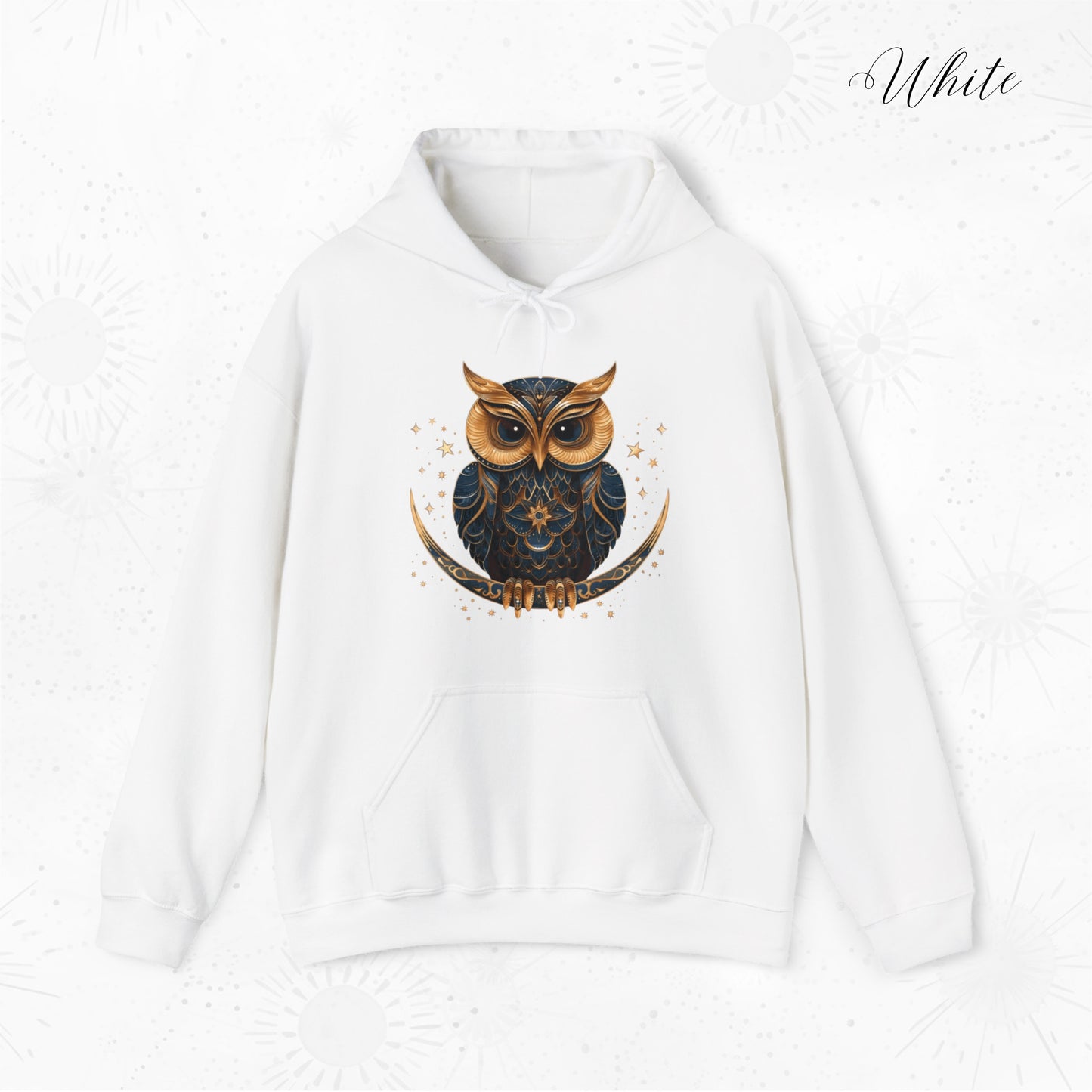 Boho Moon Owl Hoodie - Celestial Bird Hoodie - Bohemian Christmas Hoodie