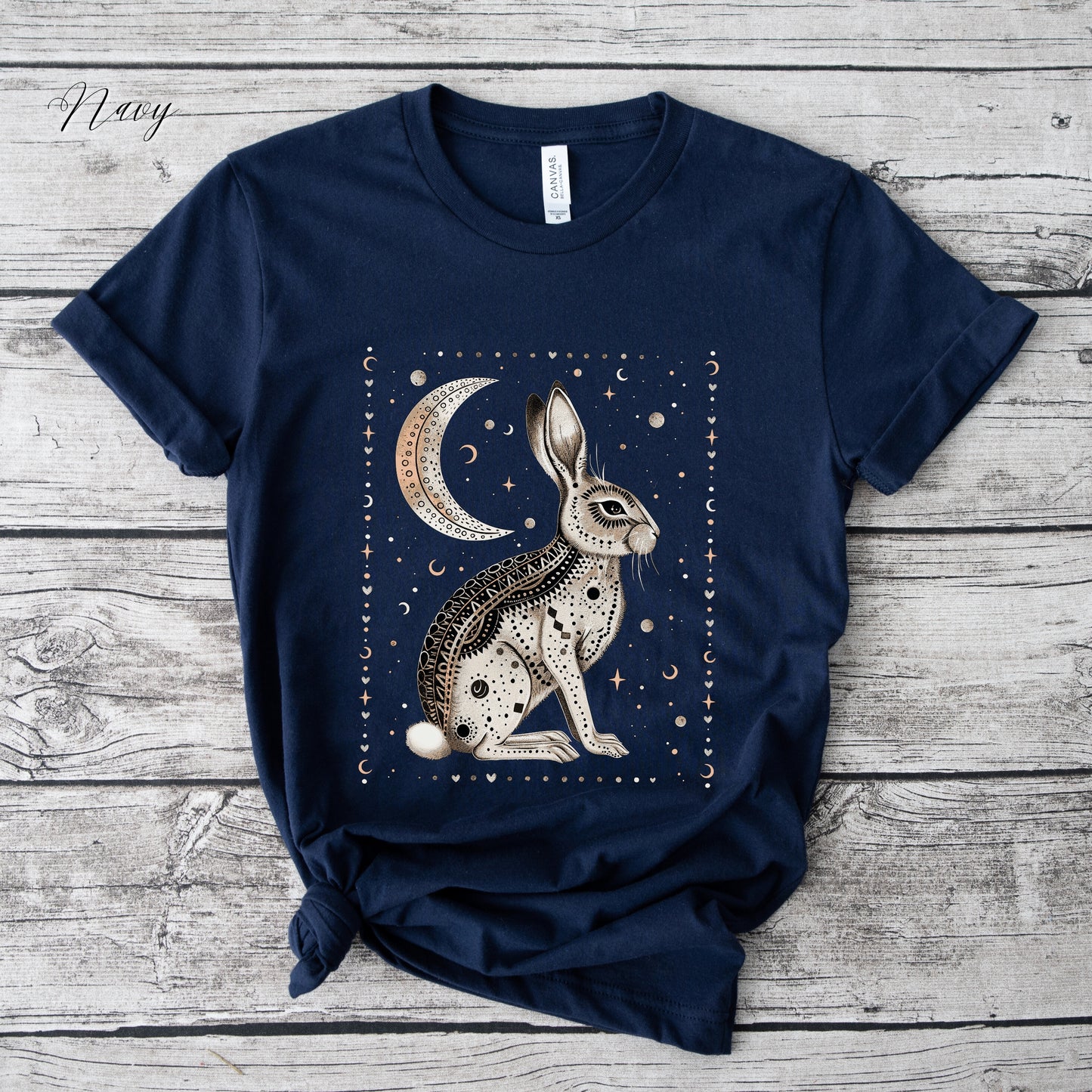 Mystic Moon Rabbit Shirt - Bohemian Animal Graphic Tee